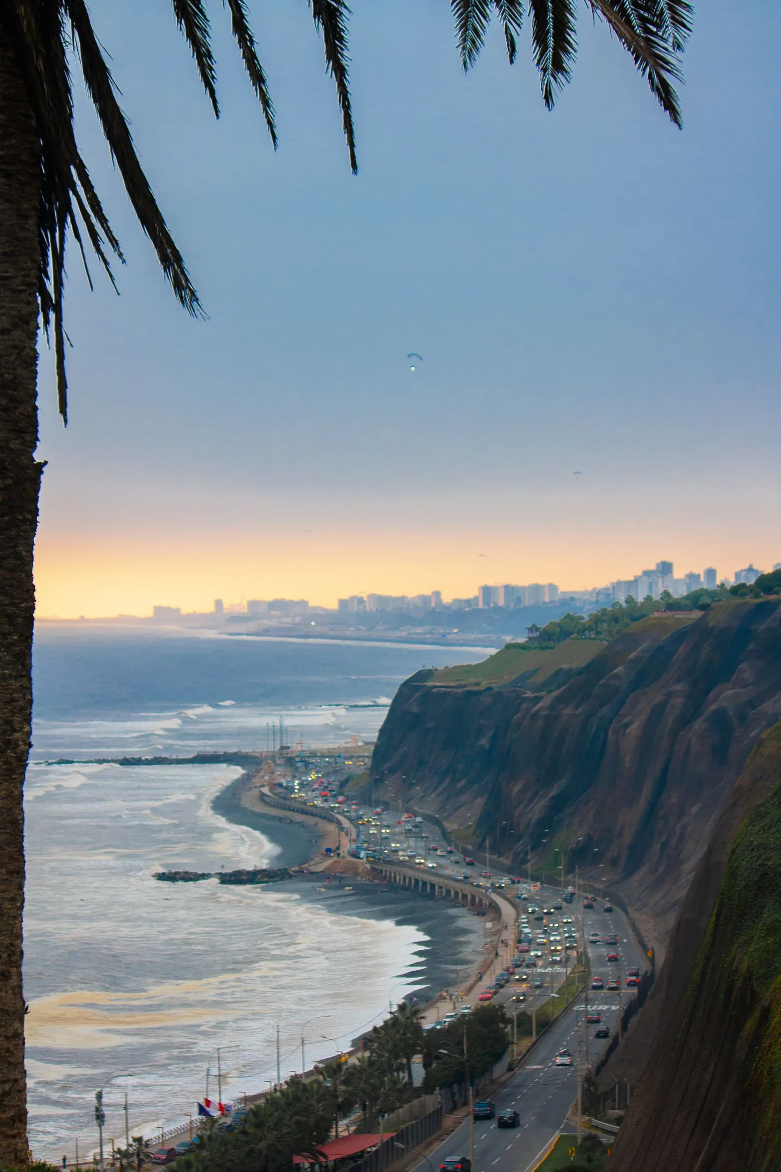 Pacific coast sunset near Miraflores in Lima